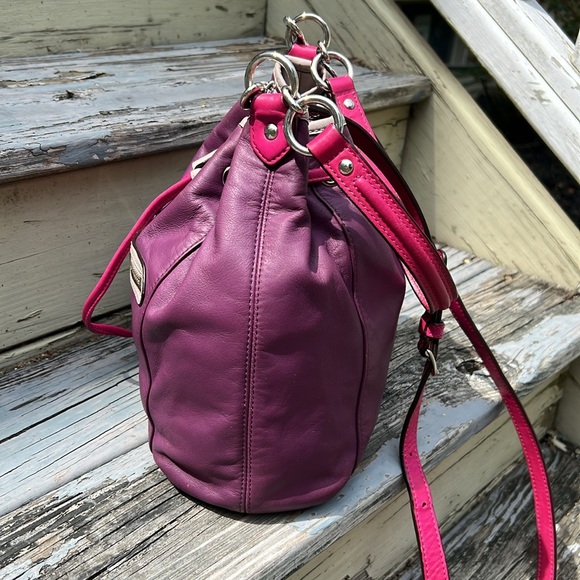 Coach Y2K Purple Pink Leather Crossbody Shoulderbag Drawstring Hobo Avery Boho - Picture 6 of 14